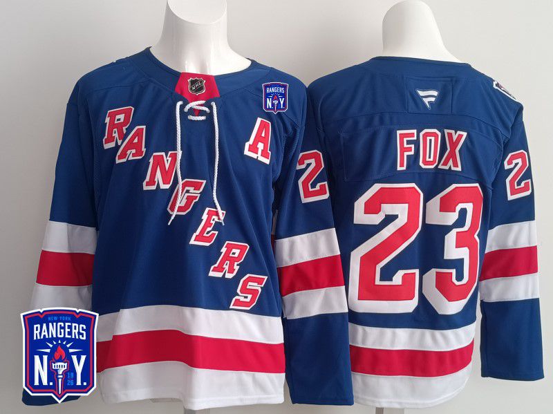 Men New York Rangers #23 Fox Blue 2025 Fanatics Home Premium NHL Jersey style 5
